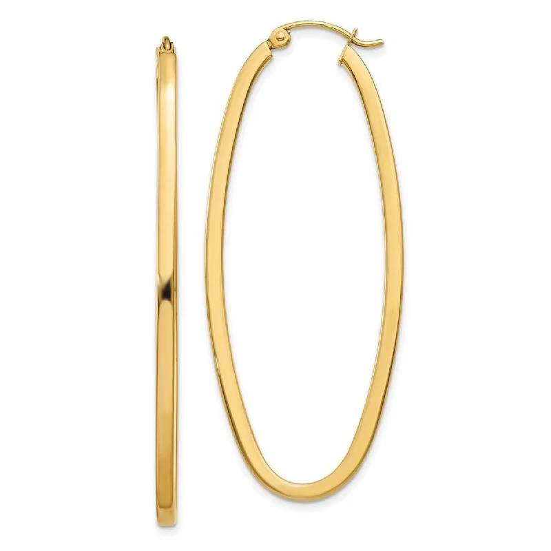 Curata 14k Yellow Gold Polished 2x53mm Large Oval Hoop Earrings