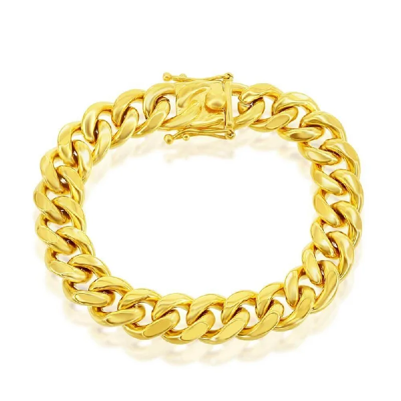 Stainless Steel 14mm Miami Cuban Link Bracelet - Gold Plated