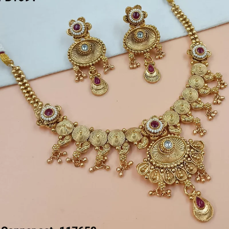 Padmawati Bangles Gold Plated Pota Stone Necklace Set