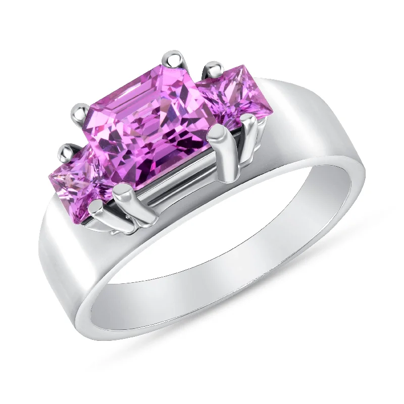 1.38 ct Pink Sapphire and Diamond Ring in 14k White Gold