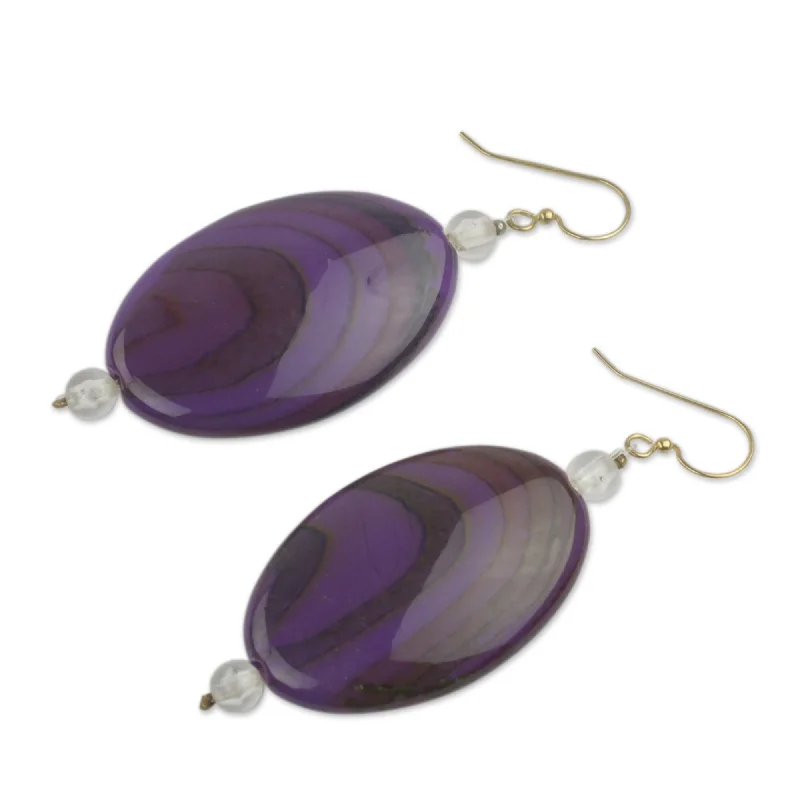 Recycled Plastic 'Odopa in Plum' Beaded Earrings (Ghana)