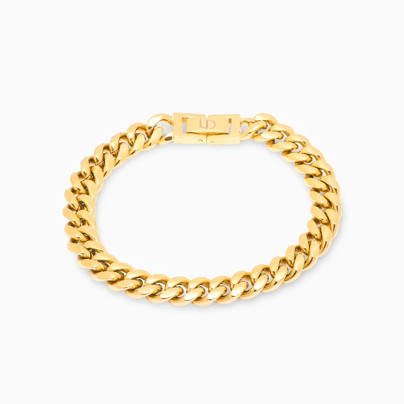 Bracelet Cuban link 8 mm doré