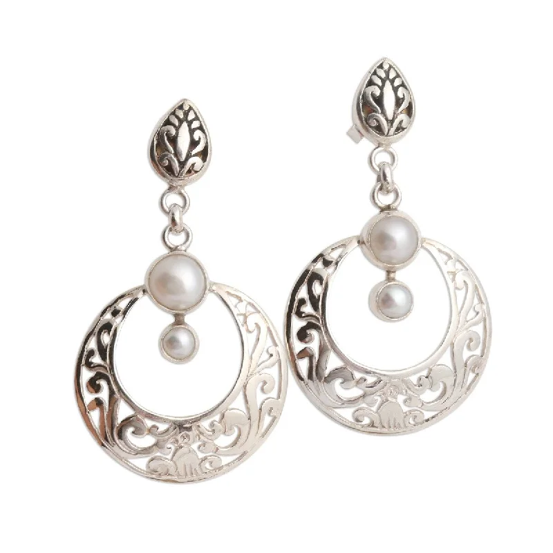 NOVICA Moon Over Bali, Cultured pearl dangle earrings - 1.2*0.8