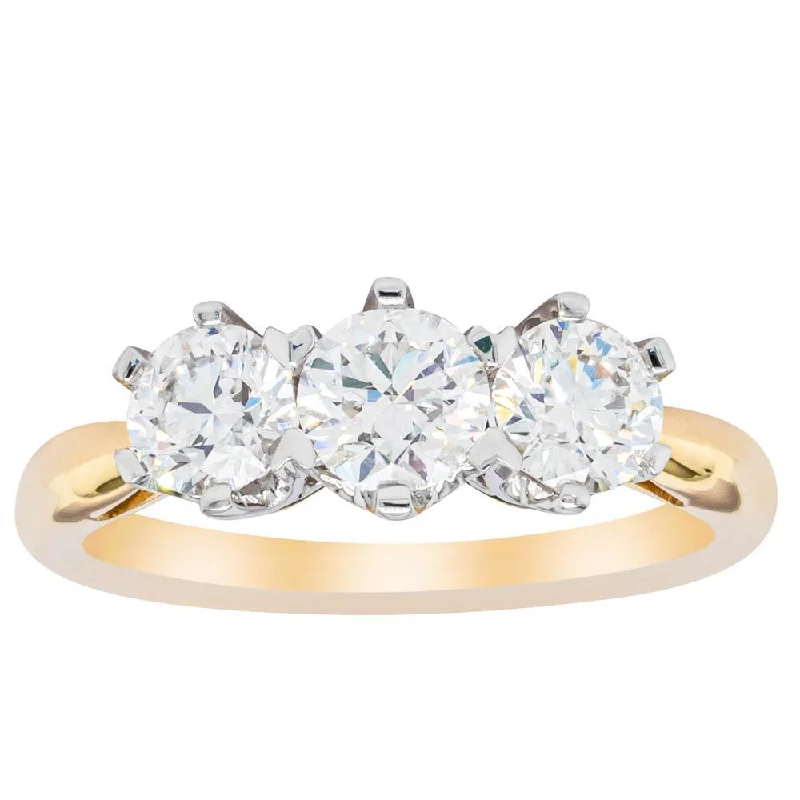 18ct Yellow Gold 1.52ct Diamond Trilogy Ring