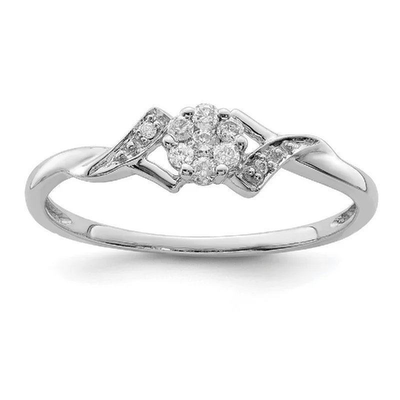 Curata 925 Sterling Silver Polished Open back Diamond Ring