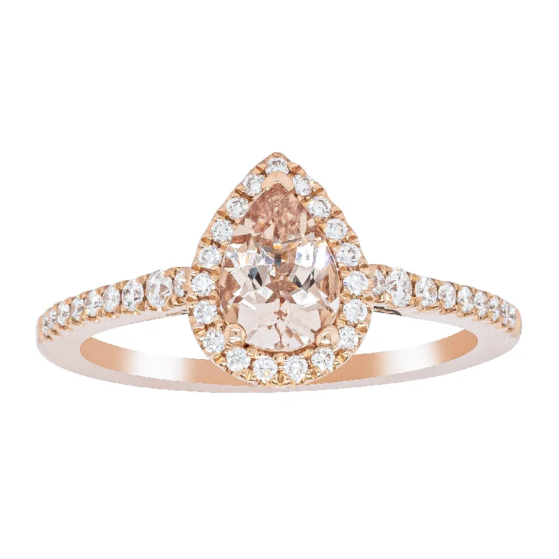 18ct Rose Gold Morganite & Diamond Mini Sierra Ring