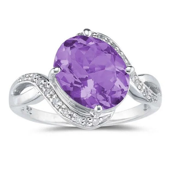 Marquee Jewels 10k White Gold Amethyst and 1/10ct TDW Diamond Ring (I-J, I2-I3)