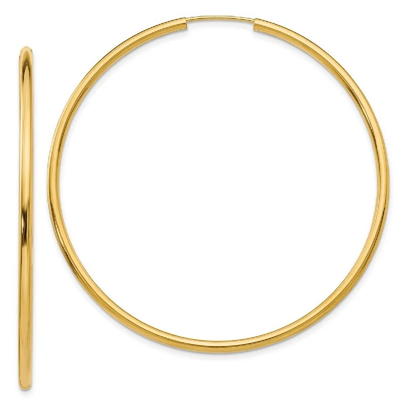 Curata 14k Yellow Gold 2x52mm Polished Round Endless Hoop Earrings