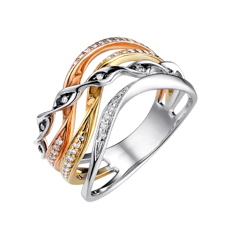 14K Tri Color Gold Fashion Diamond Ring