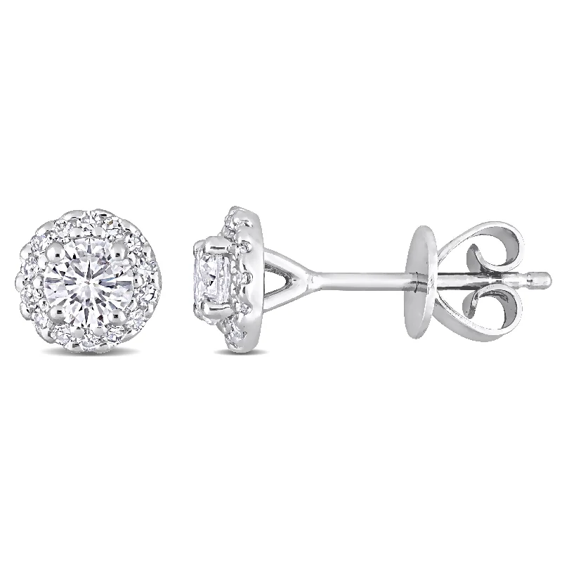 Miadora 5/8ct TDW Diamond Halo Stud Earrings in Platinum