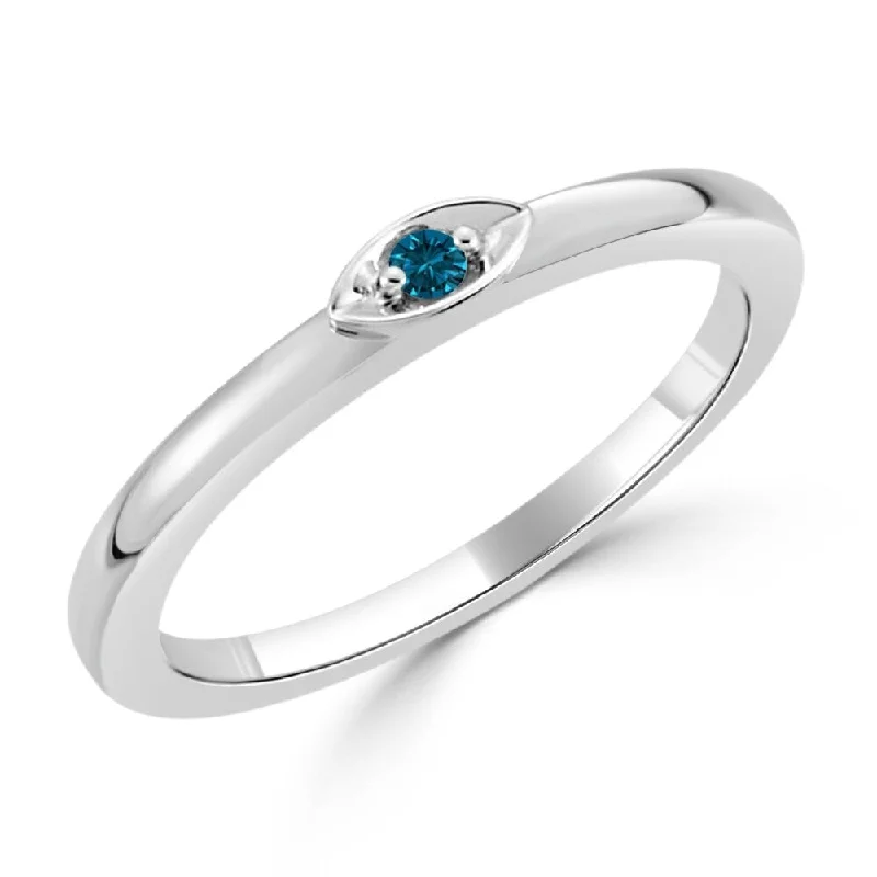 Auriya Stackable Fashion Accent Blue Diamond Ring 10K Gold