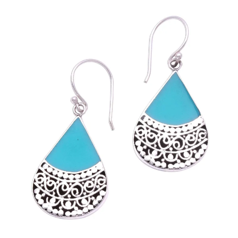 NOVICA Bali Tears, Sterling silver and resin dangle earrings - 1.7L*0.7W