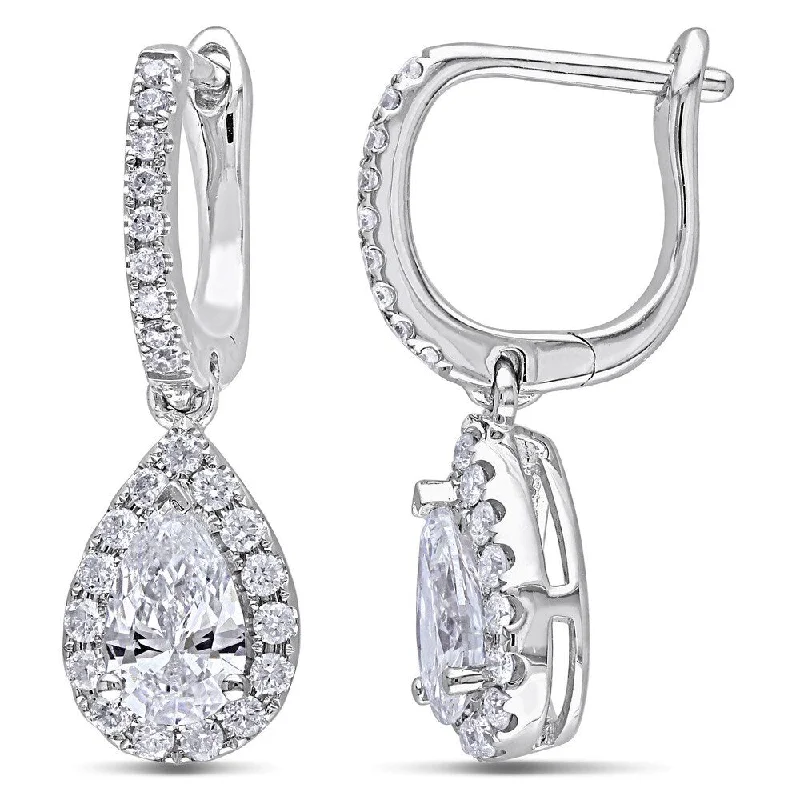 Miadora Signature Collection Certified 14k Gold 1 2/5ct TDW Diamond Pear Shape Earrings (IGI) - White