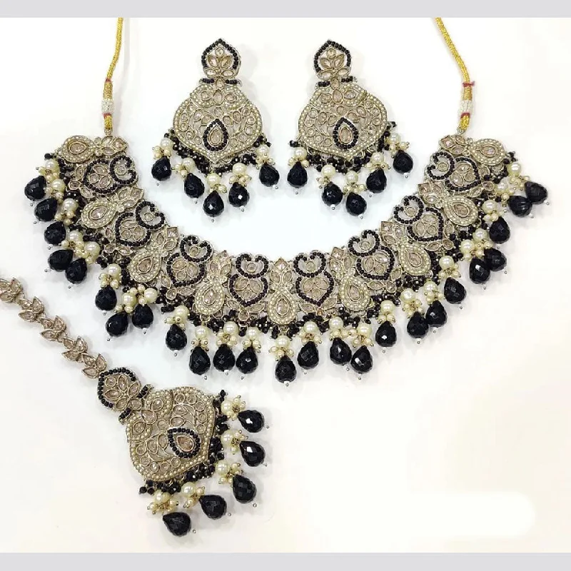 Anjali Jewellery Gold Plated Crystal Stone And Beads Necklace Set