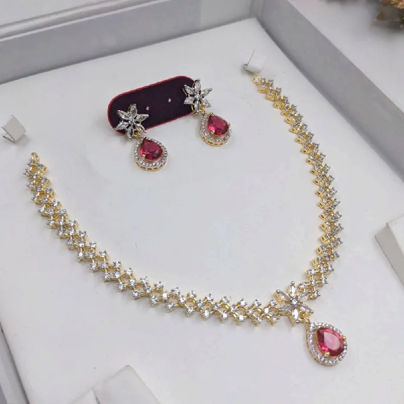 Aamrapali Gold Plated American Diamond Necklace Set