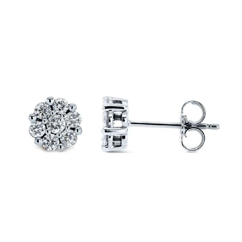 Annello by Kobelli 10k Gold 1/2ct.tw Diamond Cluster Round Stud Earrings