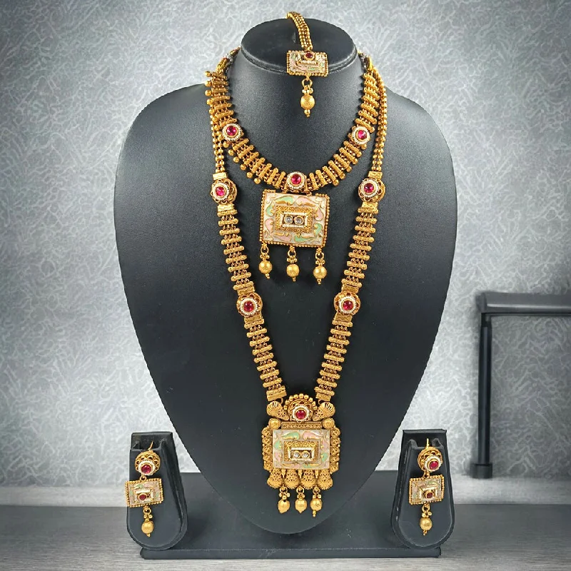 Gehana Mahal Copper Gold Pota Stone Necklace Combo