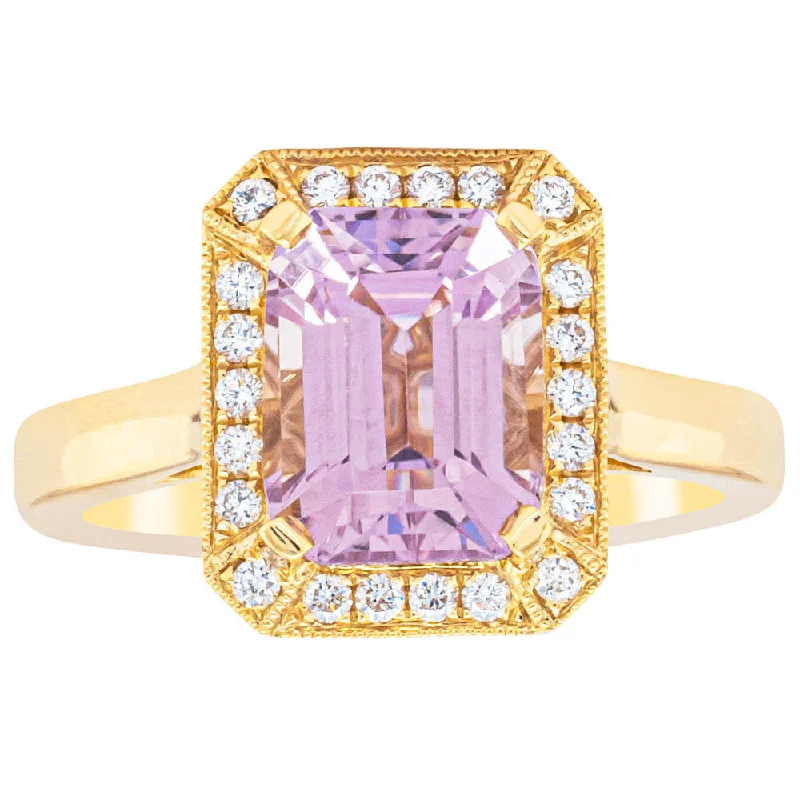 18ct Yellow Gold 2.90ct Kunzite & Diamond Empire Ring