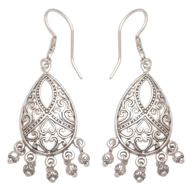 NOVICA Ballroom Crest, Sterling silver chandelier earrings - 2.4*0.8