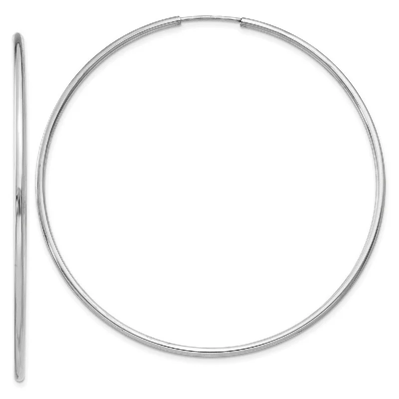 Curata 14k White Gold tube 56x1.5mm Polished Endless Hoop Earrings