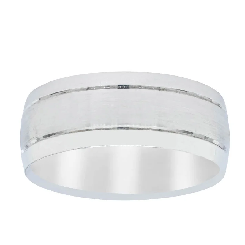 9ct White Gold Sanded & Polished 8mm Band