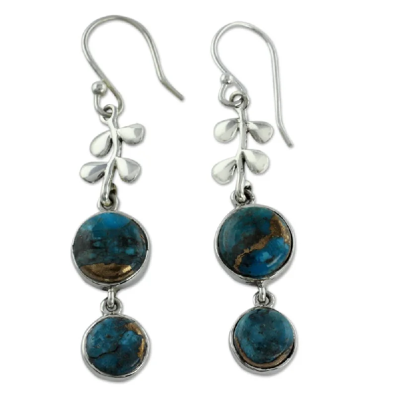 Sterling Silver 'Sweet Blueberries' Turquoise Earrings (India)