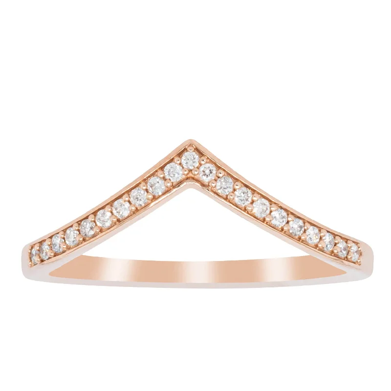 14ct Rose Gold Diamond Chevron Band