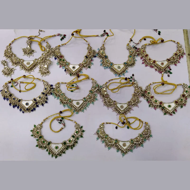 Rani Sati Jewels Gold Plated Kundan Stone And Pearls Necklace Set