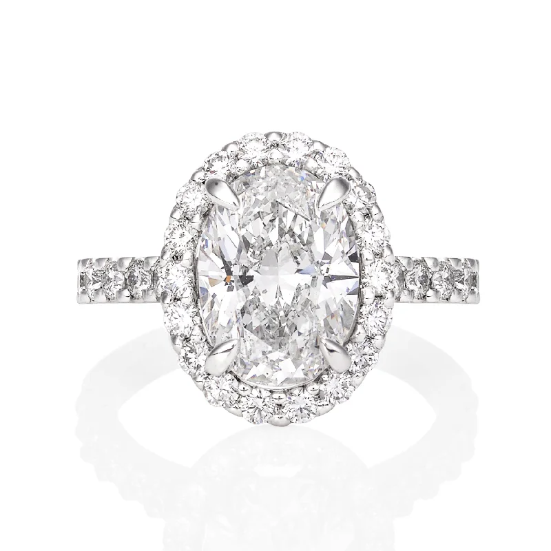 Oval Halo Pave Engagement Ring