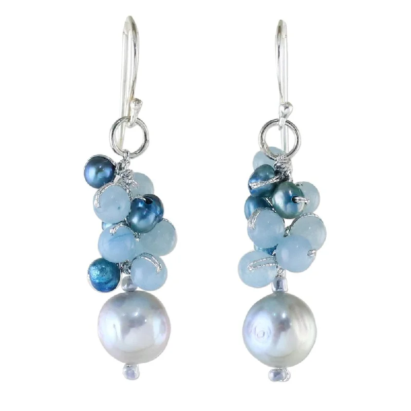 Cultured Pearl and Quartz Dangle Earrings, 'Happy Bunch' (Thailand)