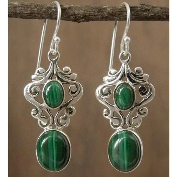 Handmade Sterling Silver 'Natural Majesty' Malachite Earrings (India)