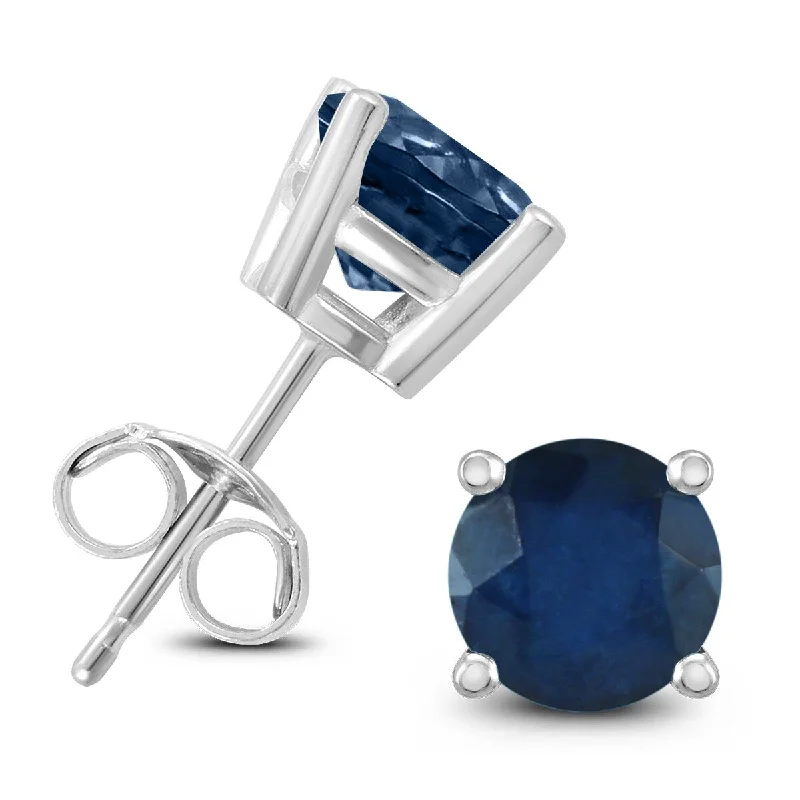 Marquee 14K White Gold 5MM Round Sapphire Earrings