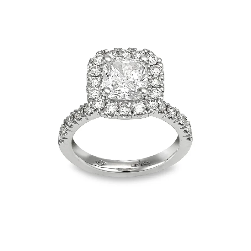 Cushion Halo Pave Engagement Ring