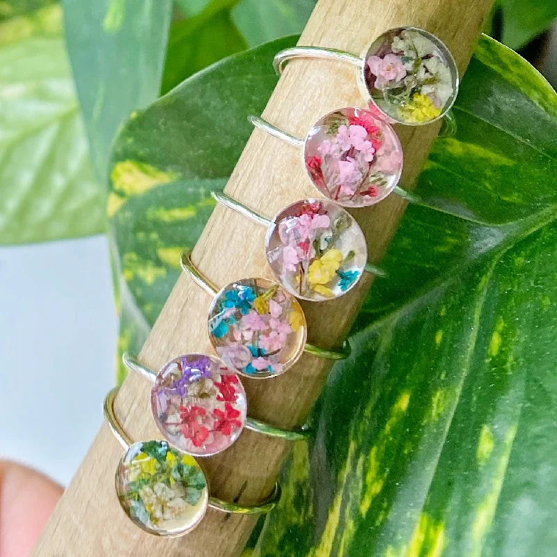 Real Flowers Terrarium Rings