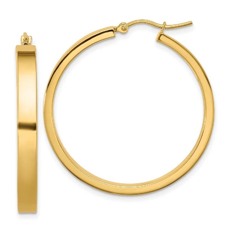 Curata 14k Yellow Gold 4x35mm Polished Hoop Earrings