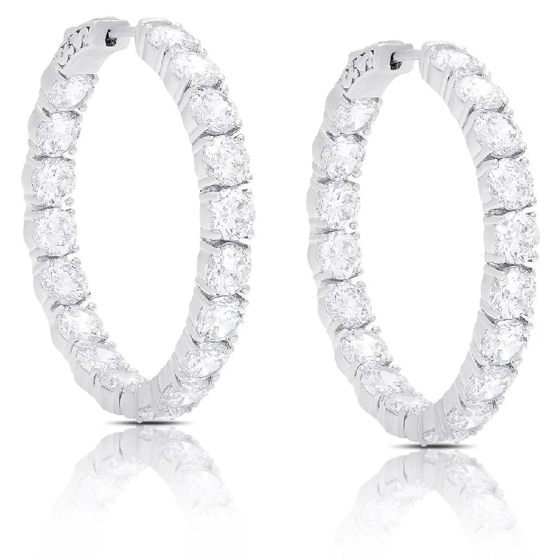 Dolce Giavonna Sterling Silver Cubic Zirconia Hoop Earrings