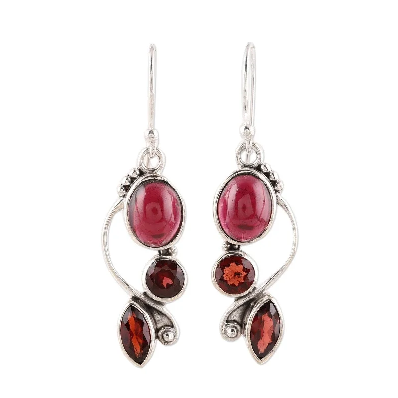 NOVICA Classic Glamour, Garnet dangle earrings - 1.6*0.4