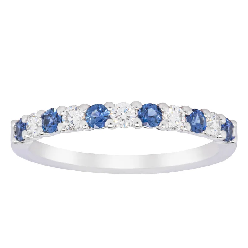 18ct White Gold Sapphire & Diamond Panorama Band