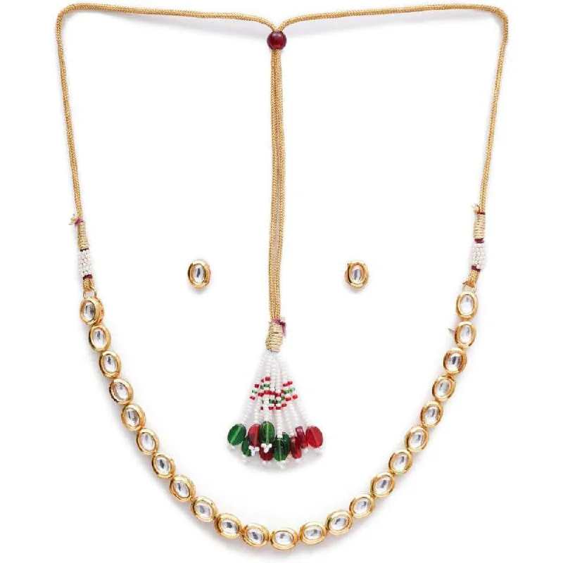 Shree Chamunda Jewellers Gold Plated Kundan Stone Necklace Set