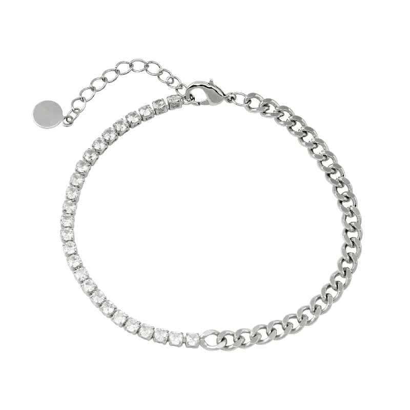 Half Tennis Cuban Bracelet