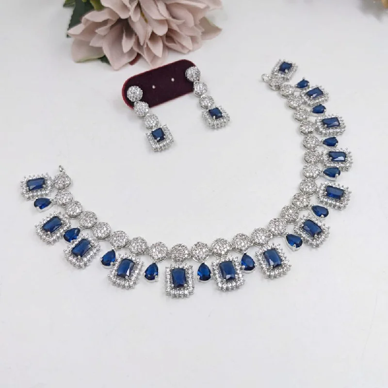 Aamrapali Silver Plated American Diamond Necklace Set