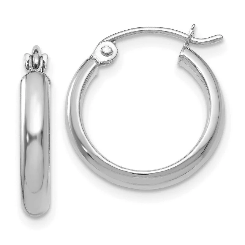 Curata 14k White Gold Polished 2.75x15mm Hoop Earrings