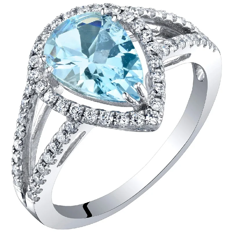 IGI Certified 1.50 ct Aquamarine and Diamond Ring in 14k White Gold