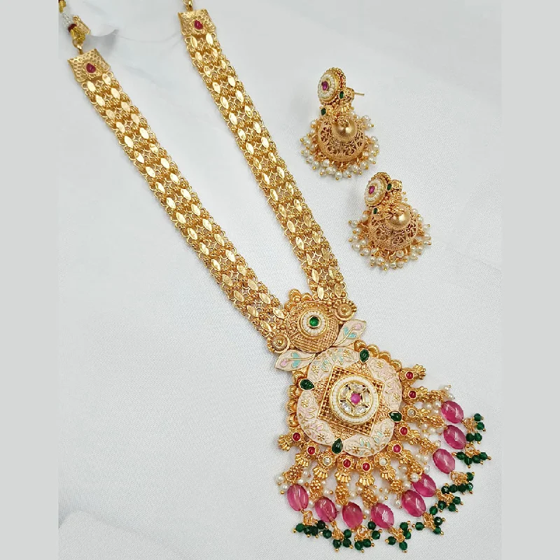 Padmawati Bangles Copper Gold Pota Stone Necklace Set