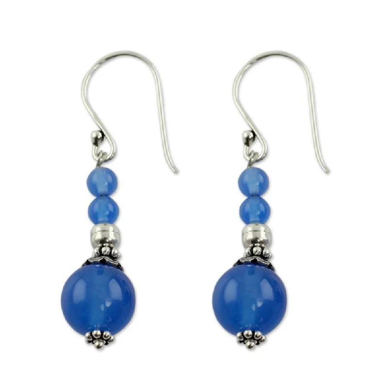 Sterling Silver 'Heavenly' Chalcedony Earrings - Blue