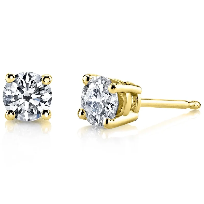 14k Yellow Gold 1/2 ct Lab Grown Diamond Classic Stud Earrings