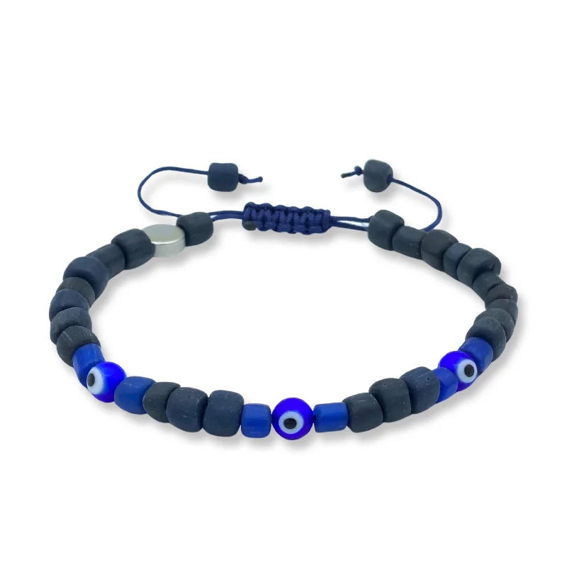 Evil Eye Recycled Bead Bracelet