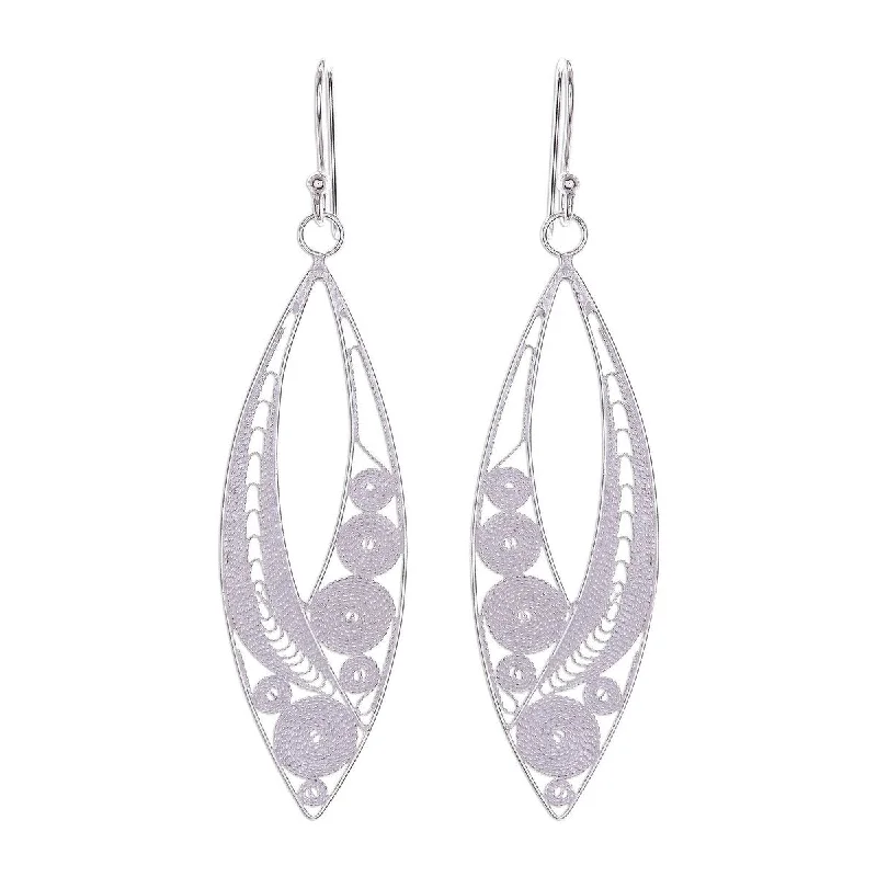 NOVICA Virtuosity, Sterling silver filigree dangle earrings - 2.4*0.7