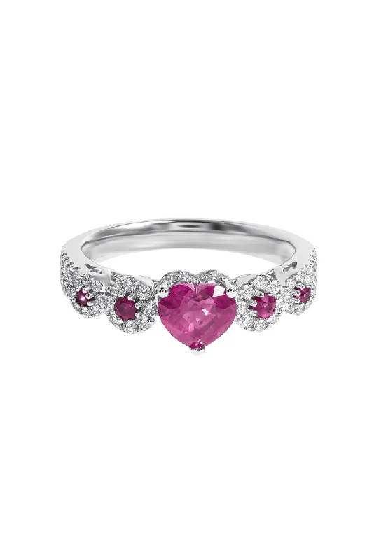 TOMEI Vibrant Ruby Ring, White Gold 750