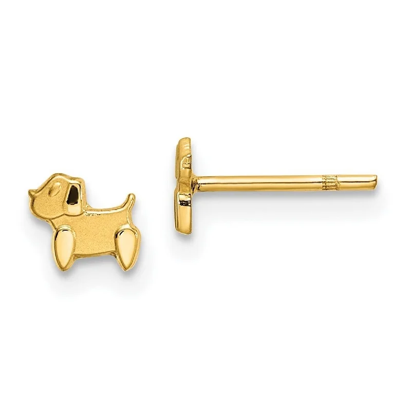 Curata 14k Yellow Gold Polished and Satin Pet Dog Post Earrings 4.5x5mm